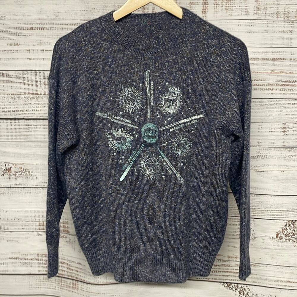 Harry Potter Patronus Knit Embroidered Sweater- Rare! Blue Medium